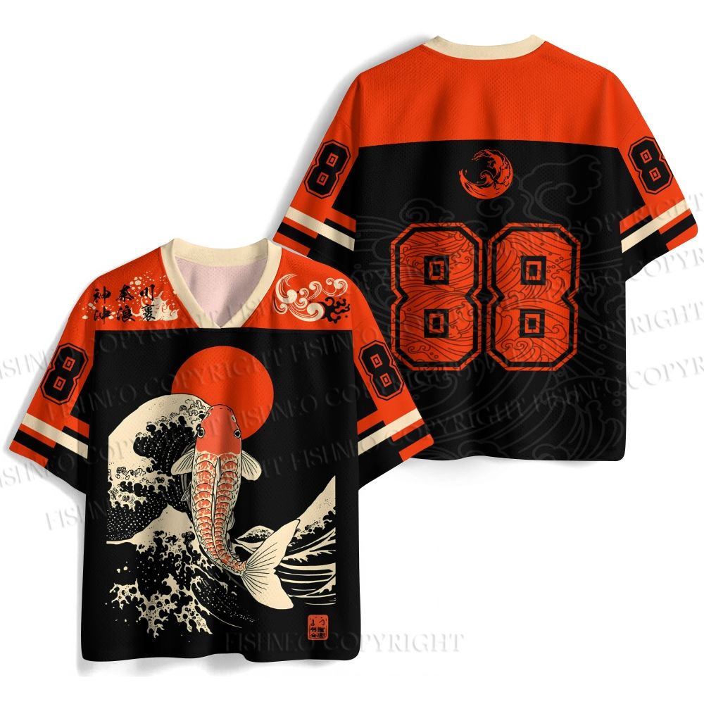 Japanese Koi Fish Ukiyo-e Wave Jersey Shirts