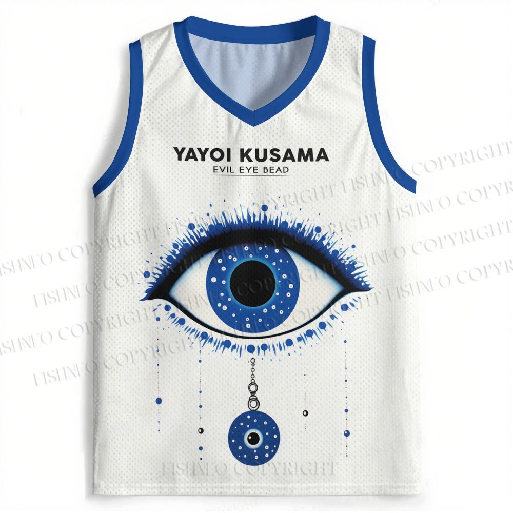 Yayoi Kusama Artistic Blue Eyes Printed Jersey Tank