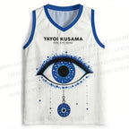 Yayoi Kusama Artistic Blue Eyes Printed Jersey Tank