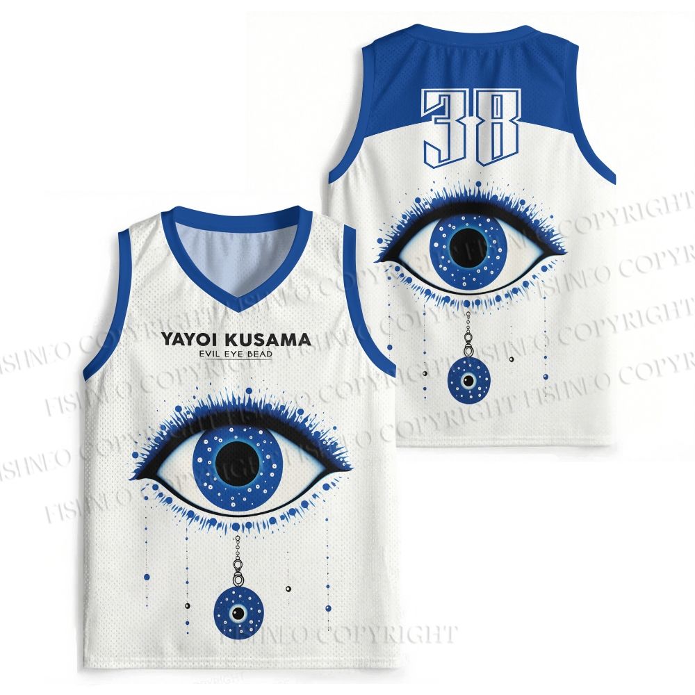 Yayoi Kusama Artistic Blue Eyes Printed Jersey Tank