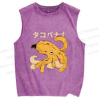 Unisex Octopus Banana Printed Washed Tank Top