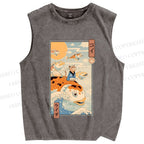 Unisex Koi Printed Washed Tank Top