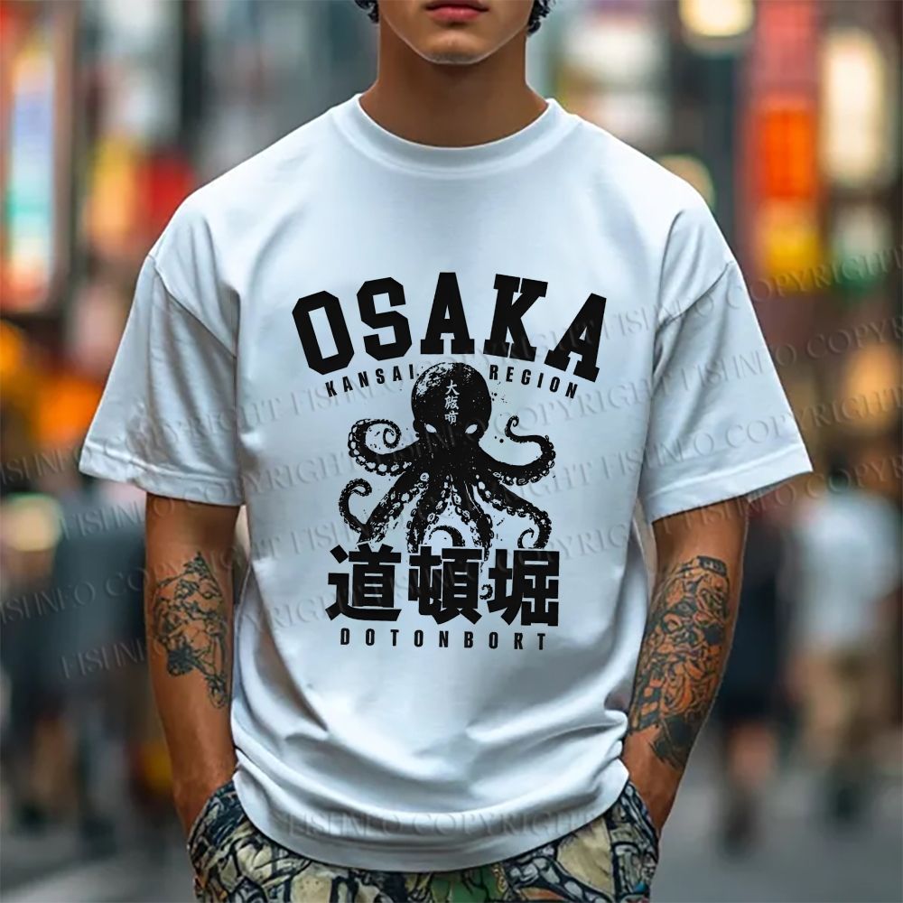 Unisex Classic Cotton Dotonbori Octopus Printed T-shirt