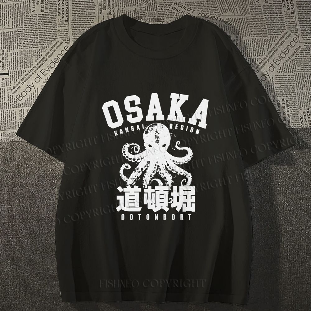 Unisex Classic Cotton Dotonbori Octopus Printed T-shirt