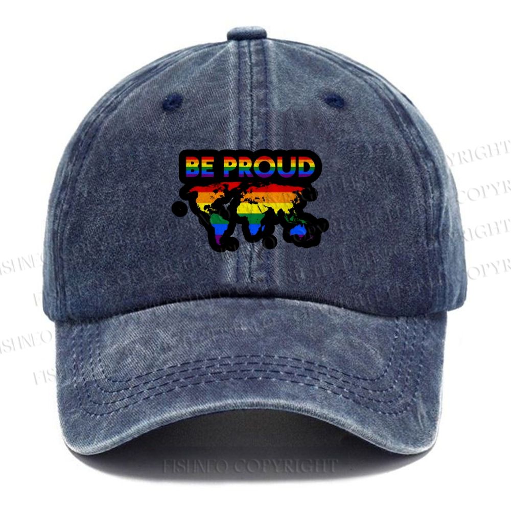 Unisex Pride Be Proud Vintage Casual Washed Cap