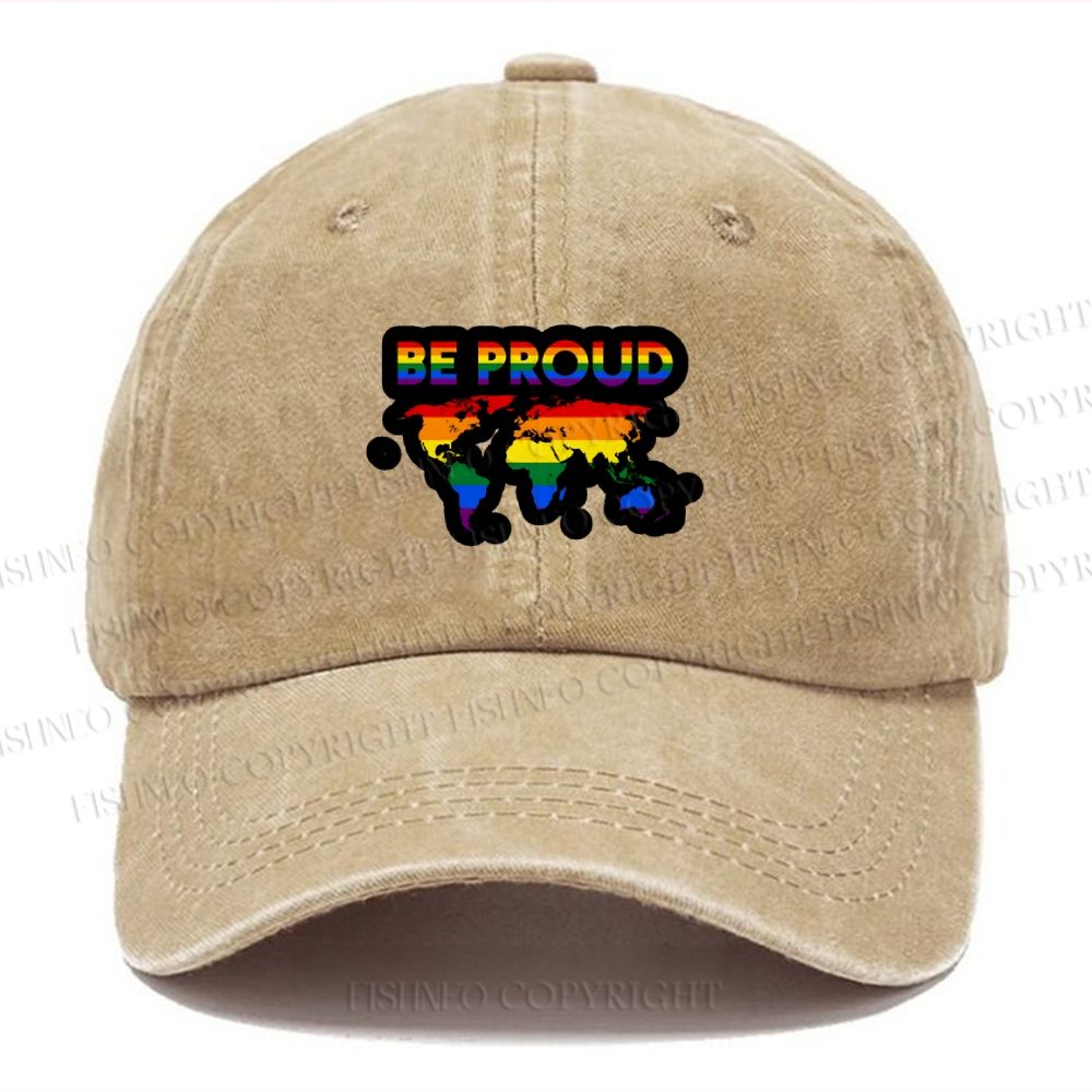 Unisex Pride Be Proud Vintage Casual Washed Cap