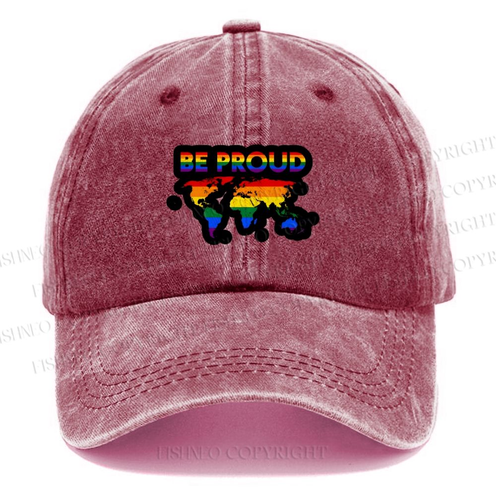 Unisex Pride Be Proud Vintage Casual Washed Cap