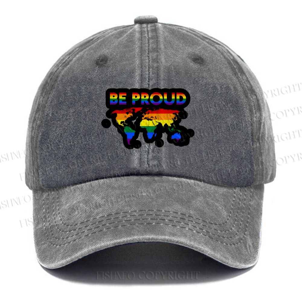 Unisex Pride Be Proud Vintage Casual Washed Cap