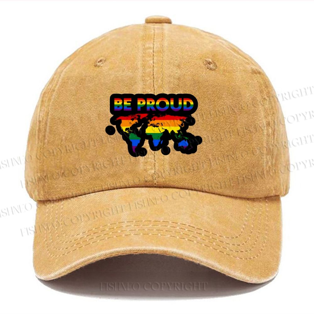 Unisex Pride Be Proud Vintage Casual Washed Cap