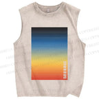 Unisex Rainbow Bauhaus Printed Washed Tank Top