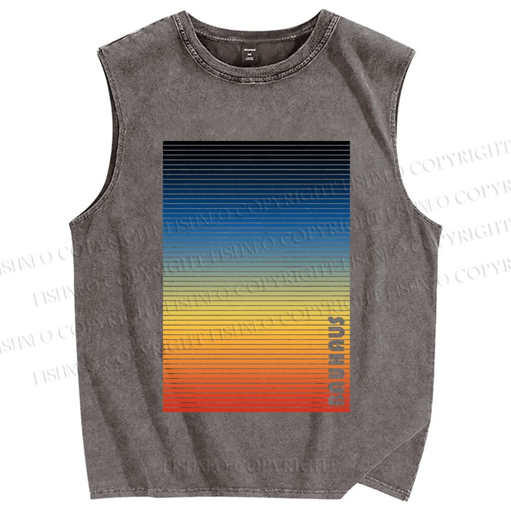 Unisex Rainbow Bauhaus Printed Washed Tank Top
