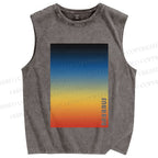Unisex Rainbow Bauhaus Printed Washed Tank Top