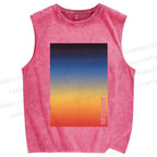 Unisex Rainbow Bauhaus Printed Washed Tank Top