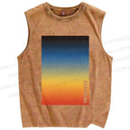 Unisex Rainbow Bauhaus Printed Washed Tank Top