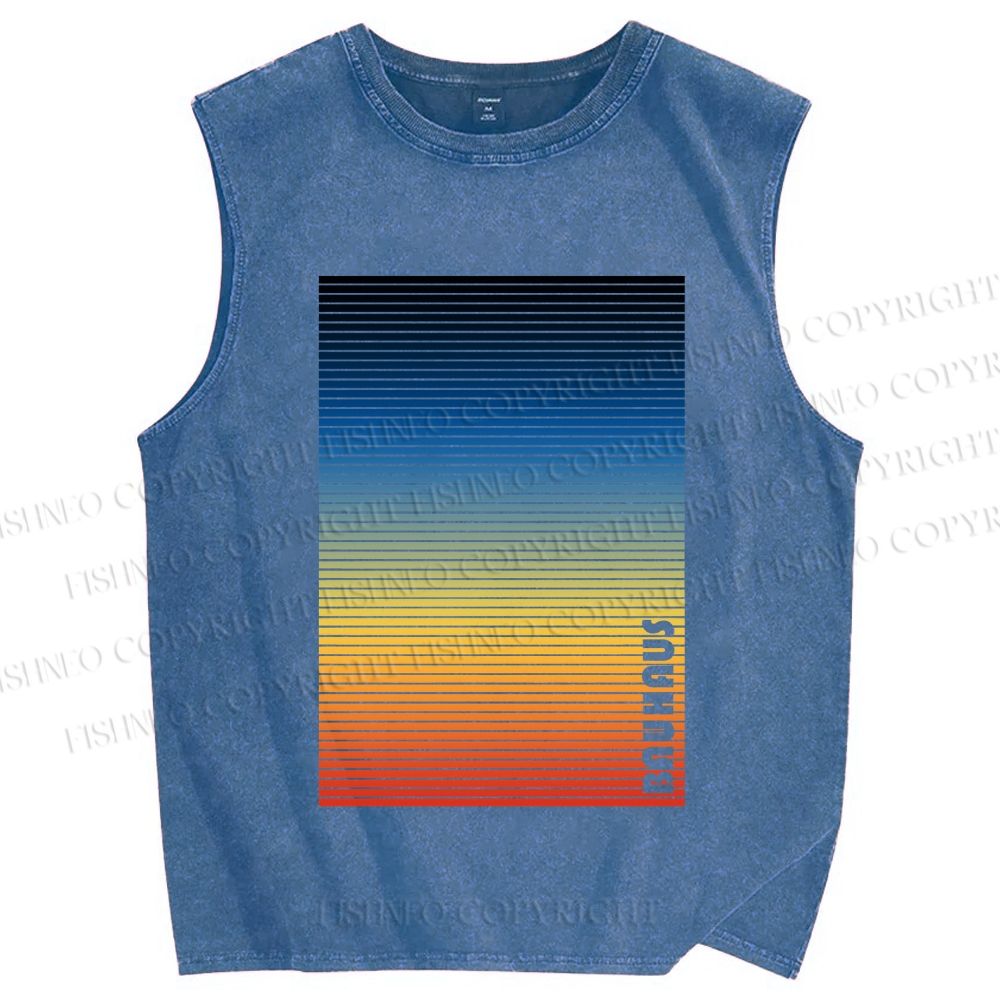 Unisex Rainbow Bauhaus Printed Washed Tank Top