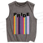Unisex Pride Line Printed Washed Tank Top