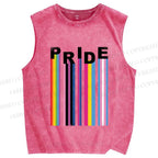 Unisex Pride Line Printed Washed Tank Top