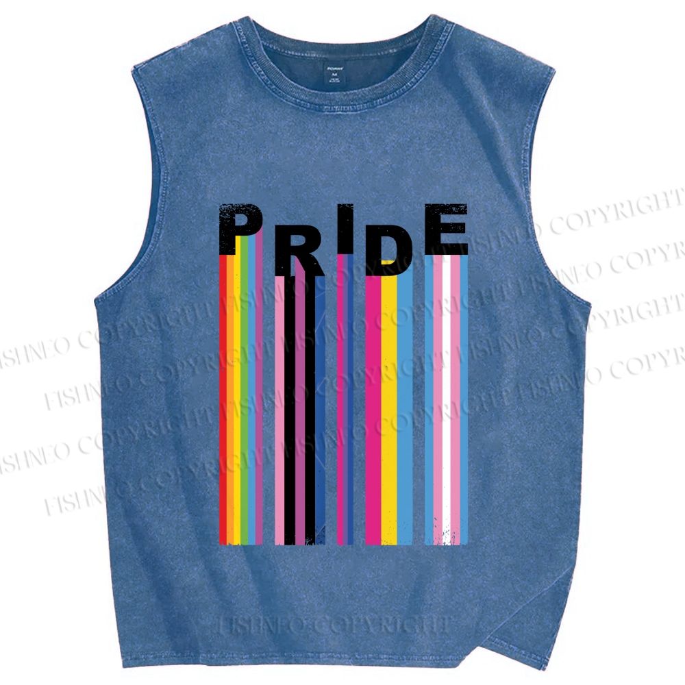 Unisex Pride Line Printed Washed Tank Top