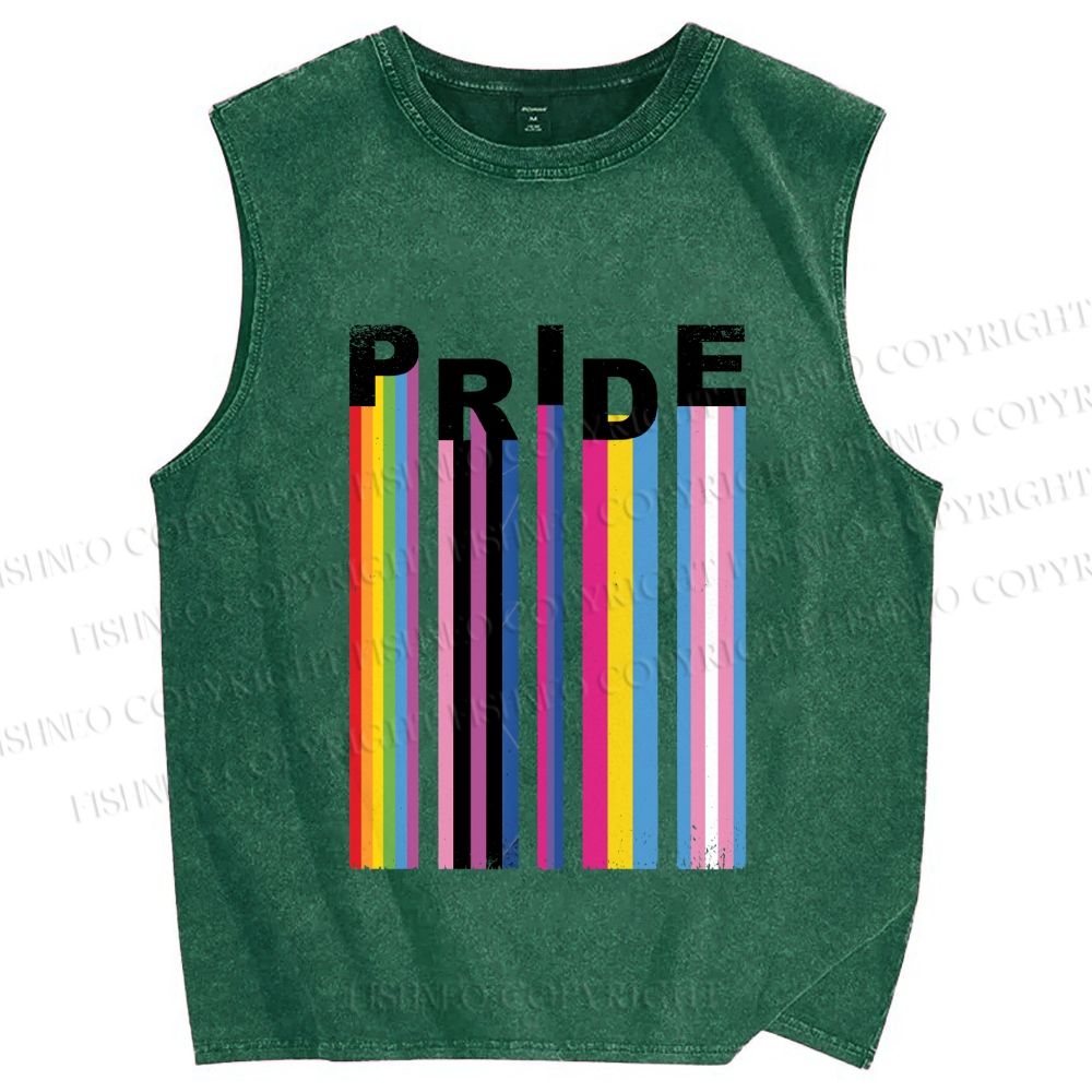 Unisex Pride Line Printed Washed Tank Top