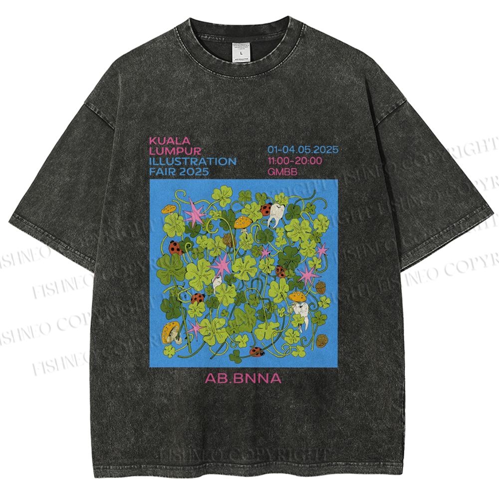 Unisex Ladybug in Grass Poster Printed Washed Tee
