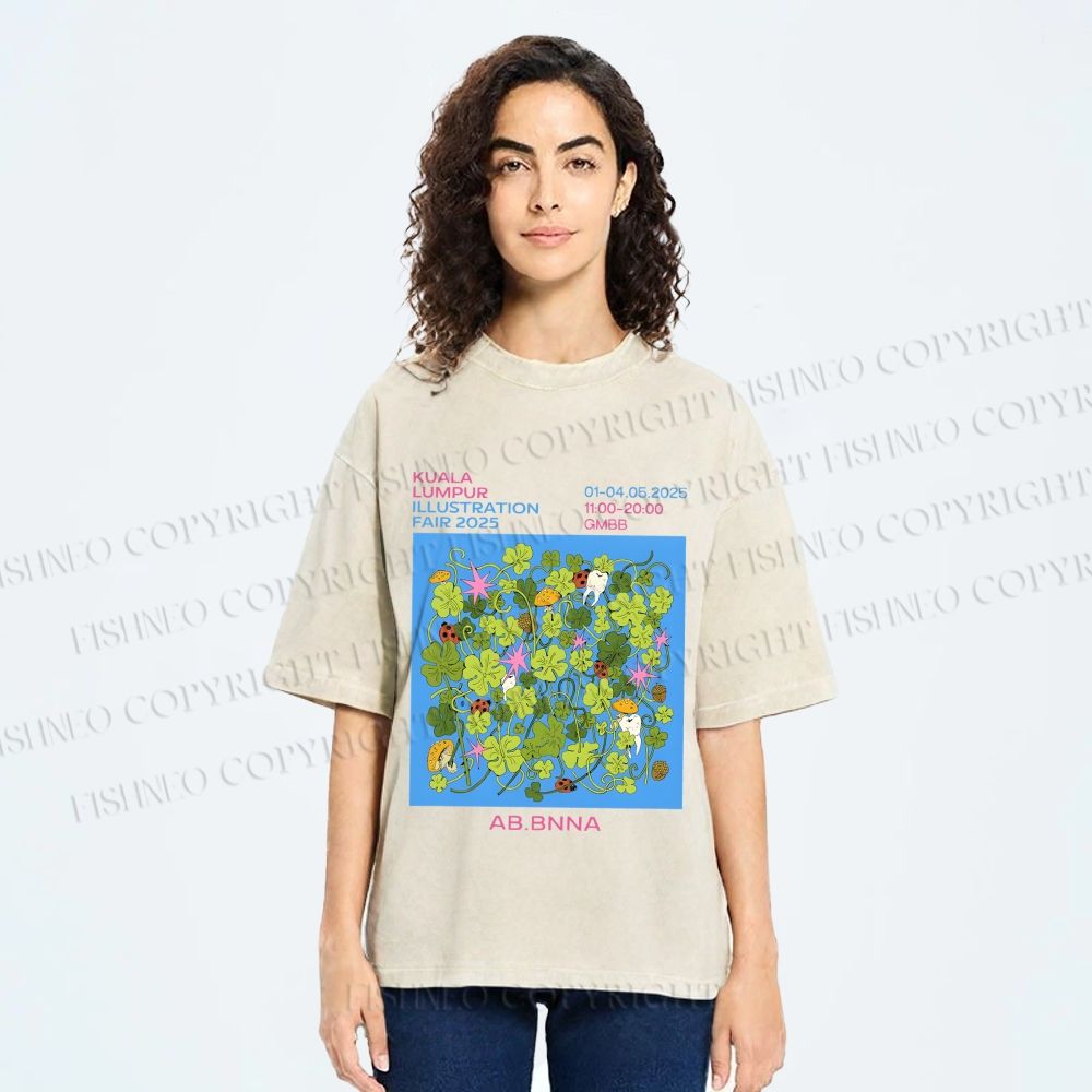 Unisex Ladybug in Grass Poster Printed Washed Tee