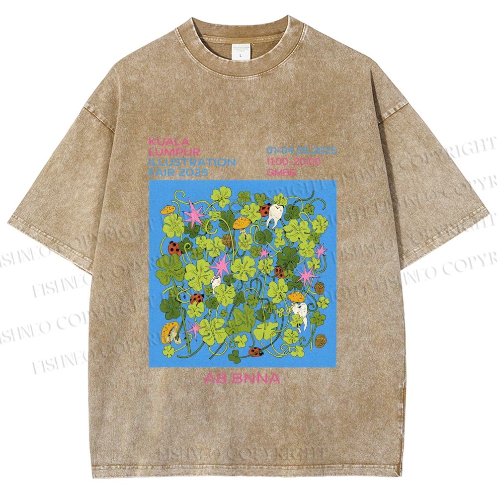 Unisex Ladybug in Grass Poster Printed Washed Tee