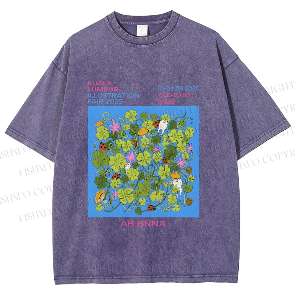 Unisex Ladybug in Grass Poster Printed Washed Tee