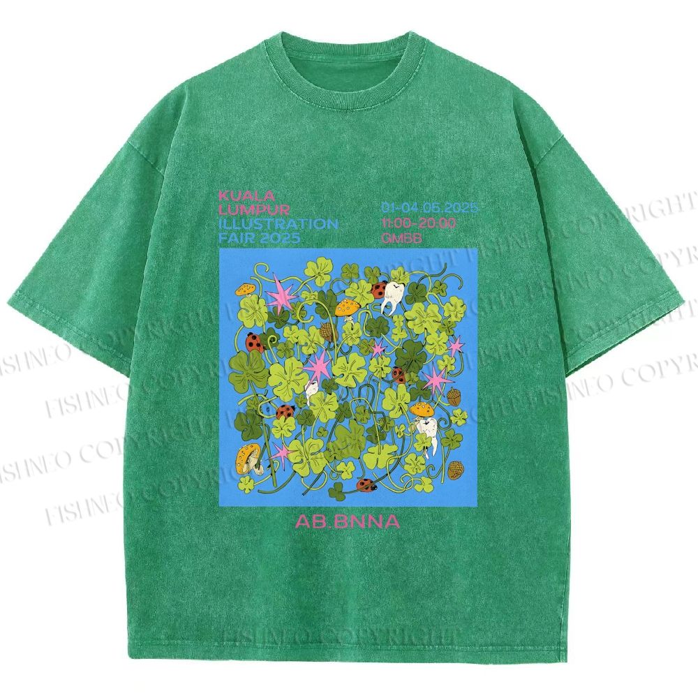 Unisex Ladybug in Grass Poster Printed Washed Tee