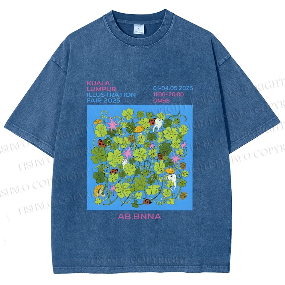 Unisex Ladybug in Grass Poster Printed Washed Tee