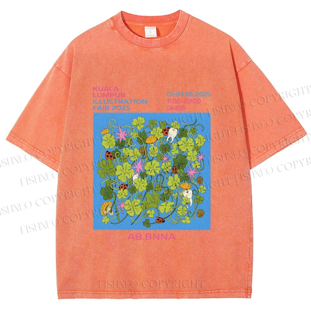 Unisex Ladybug in Grass Poster Printed Washed Tee