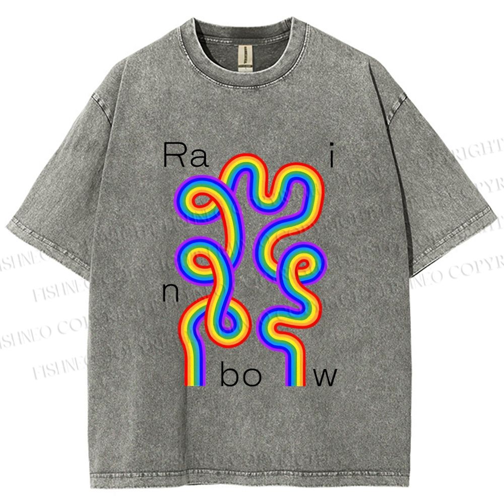 Unisex Pride Rainbow Printed Washed Tee