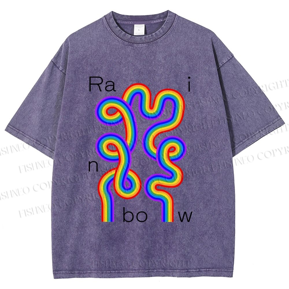 Unisex Pride Rainbow Printed Washed Tee