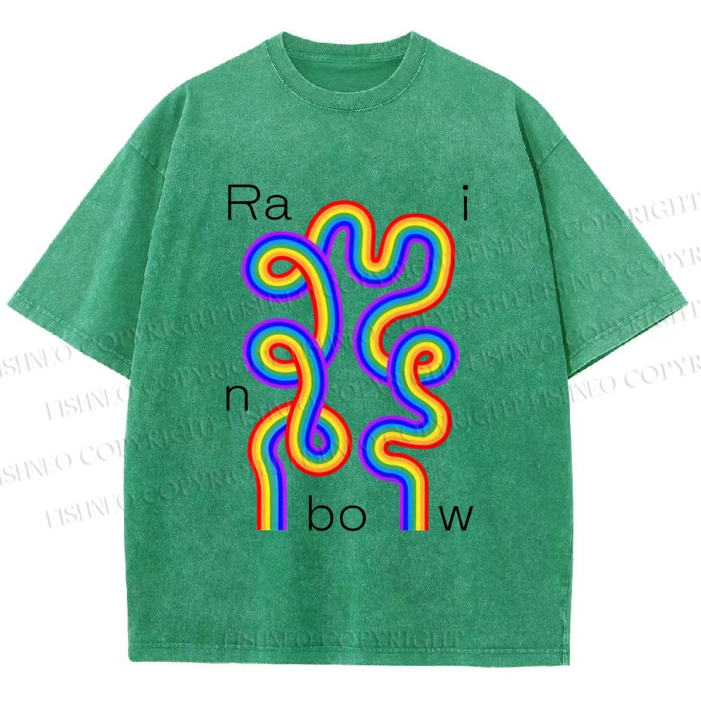 Unisex Pride Rainbow Printed Washed Tee