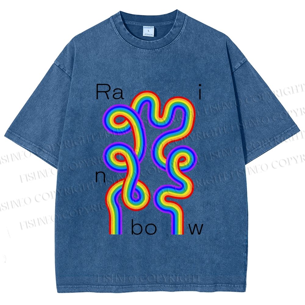 Unisex Pride Rainbow Printed Washed Tee