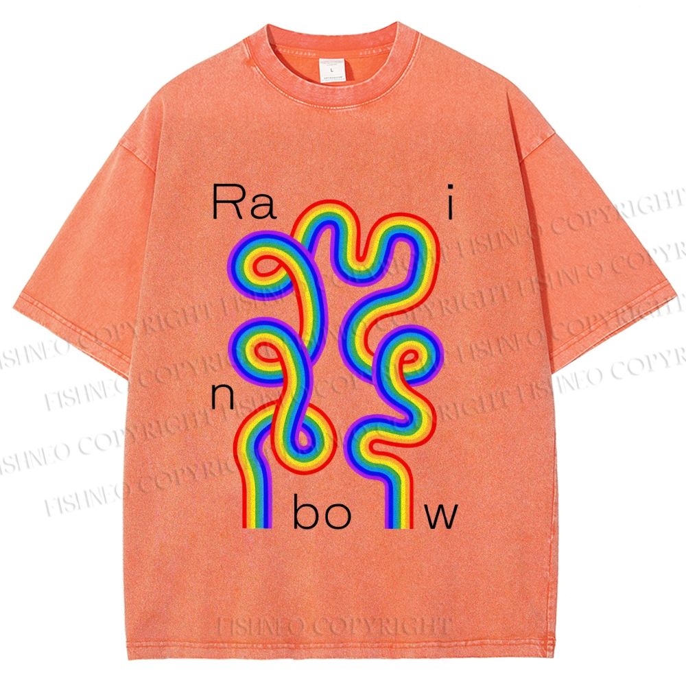 Unisex Pride Rainbow Printed Washed Tee