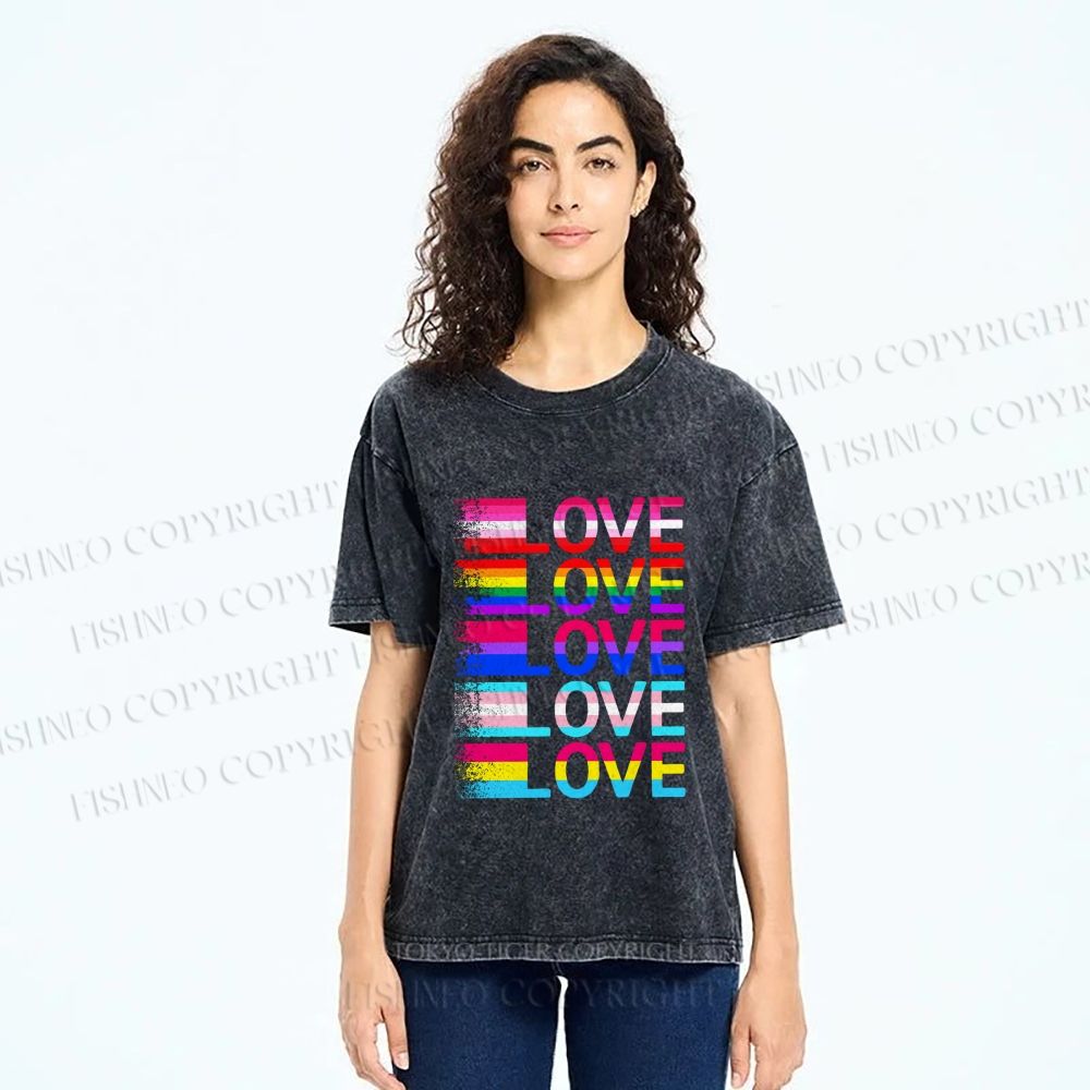 Unisex Pride Love Printed Washed Tee