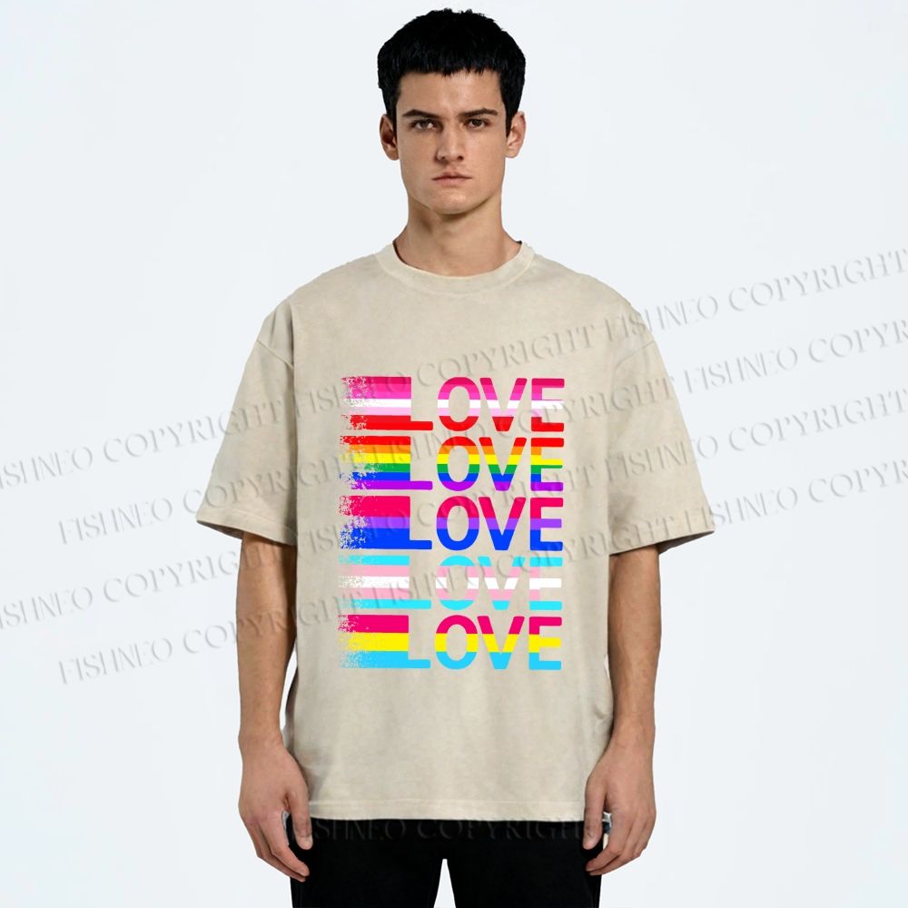 Unisex Pride Love Printed Washed Tee