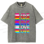Unisex Pride Love Printed Washed Tee