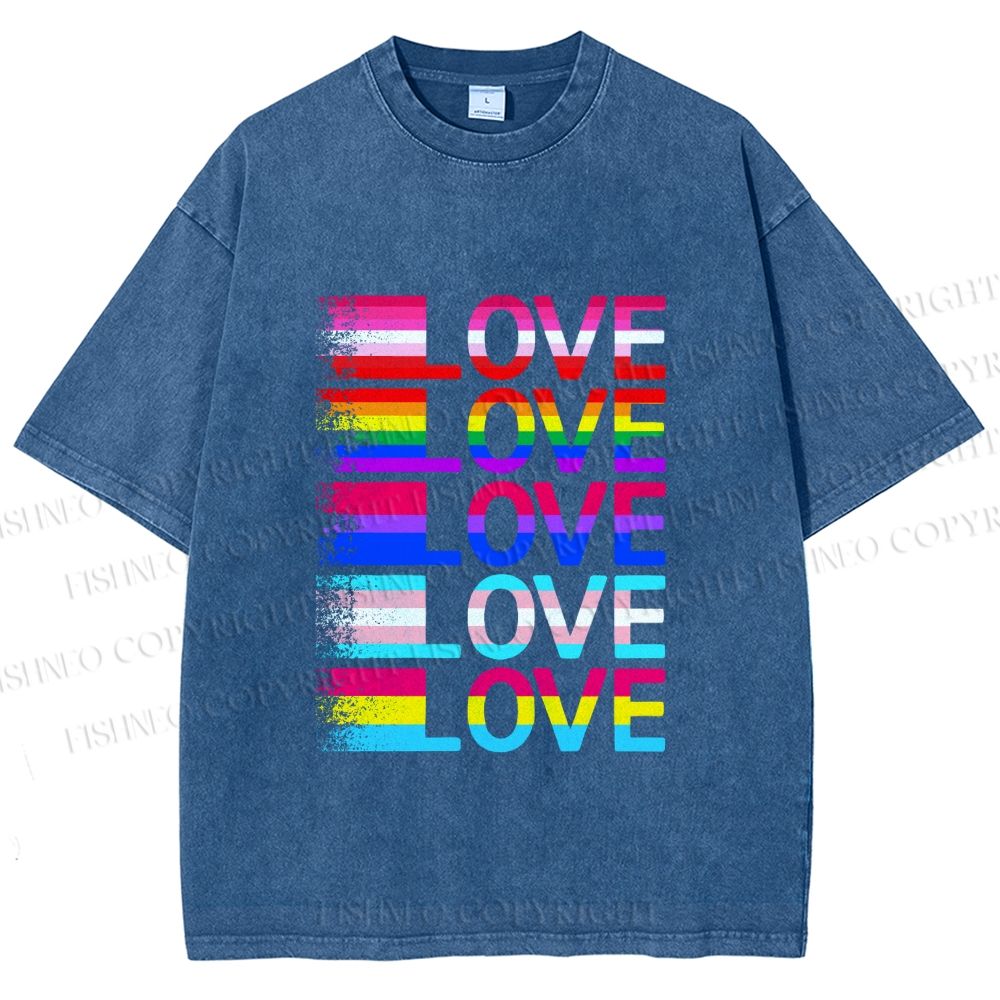 Unisex Pride Love Printed Washed Tee