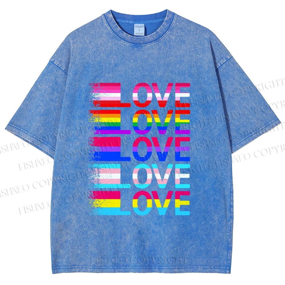 Unisex Pride Love Printed Washed Tee