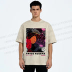 Unisex Yayoi Kusama Dots Graffiti Printed Washed Tee