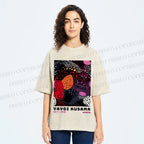 Unisex Yayoi Kusama Dots Graffiti Printed Washed Tee