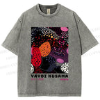 Unisex Yayoi Kusama Dots Graffiti Printed Washed Tee