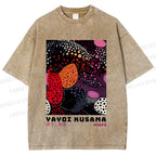 Unisex Yayoi Kusama Dots Graffiti Printed Washed Tee