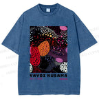 Unisex Yayoi Kusama Dots Graffiti Printed Washed Tee