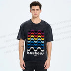 Unisex Bauhaus Color Geometry Printed Washed Tee