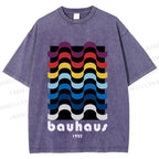 Unisex Bauhaus Color Geometry Printed Washed Tee
