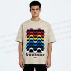 Unisex Bauhaus Color Geometry Printed Washed Tee