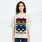 Unisex Bauhaus Color Geometry Printed Washed Tee