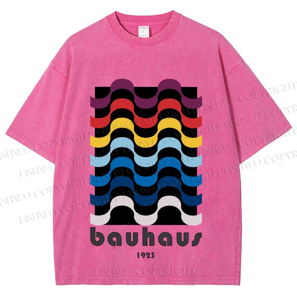 Unisex Bauhaus Color Geometry Printed Washed Tee